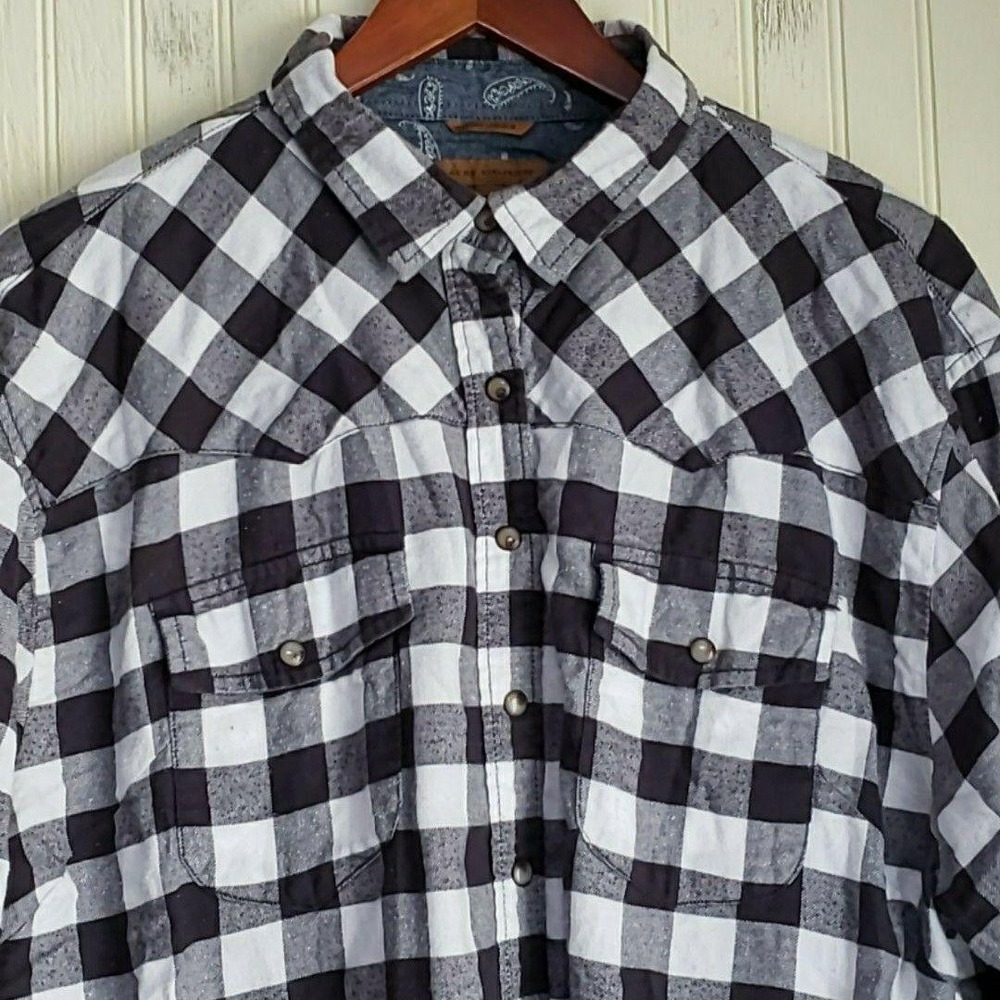 JACHS Girlfriend Button Up Shirt Womens Plus XXL Black Plaid Long Sleeve Top